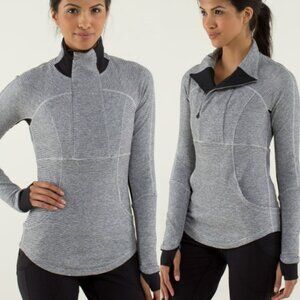 Lululemon Base Runner 1/2 Zip ini Check Pique Heathered Black White 26515